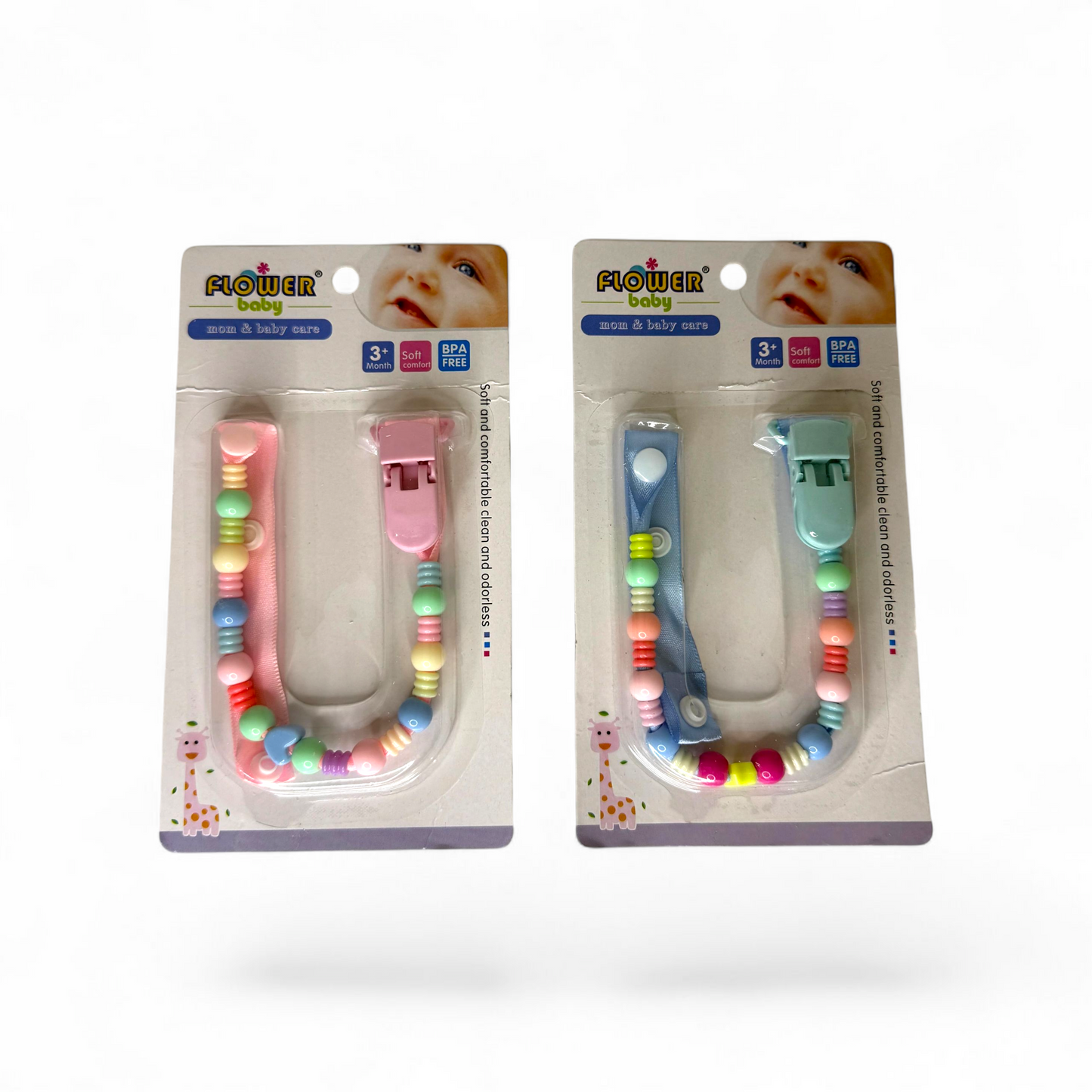 Baby Pacifier & Teether Holder Chain, Multicolor & Cute Design.