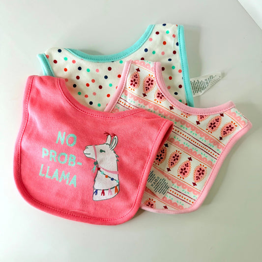 Pack of 3 Cotton Bibs for Baby Girls Cute Design