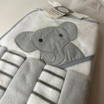 Aifeier Baby Elephant Hooded Bath Towel with 5 Face Towels