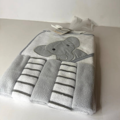Aifeier Baby Elephant Hooded Bath Towel with 5 Face Towels