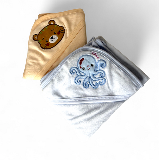 Pack of 2 Soft Hooded Baby Bath Towels