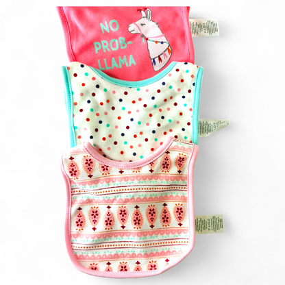 Pack of 3 Cotton Bibs for Baby Girls Cute Design