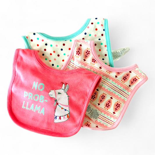 Pack of 3 Cotton Bibs for Baby Girls Cute Design