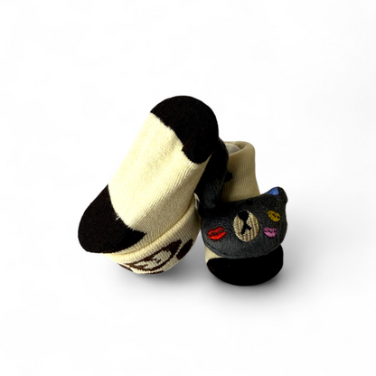 Pack of 3 Baby Booties – Bear, Car, Cat Design – Non-Slip