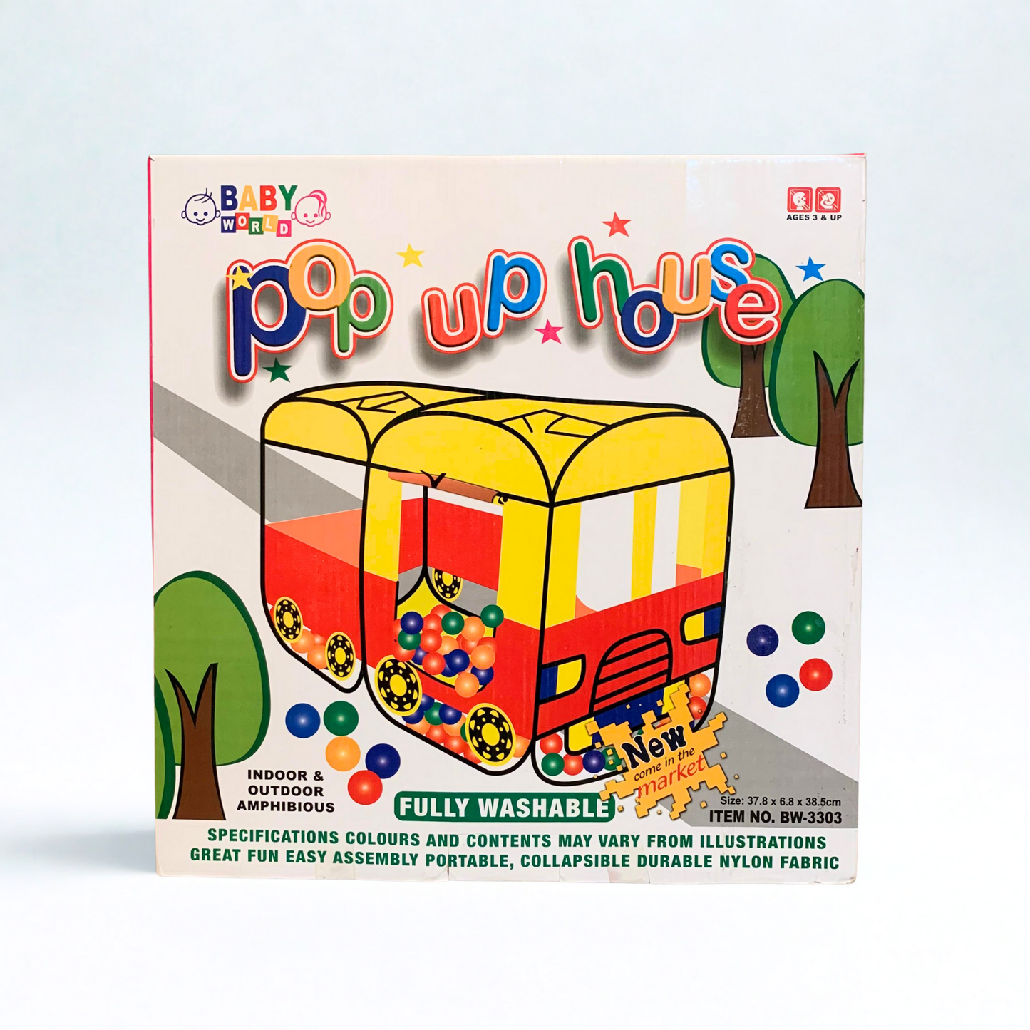 Bus Shaped Colorful Pop Up Tent House for Kids + 50 Balls
