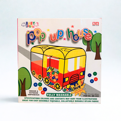 Bus Shaped Colorful Pop Up Tent House for Kids + 50 Balls