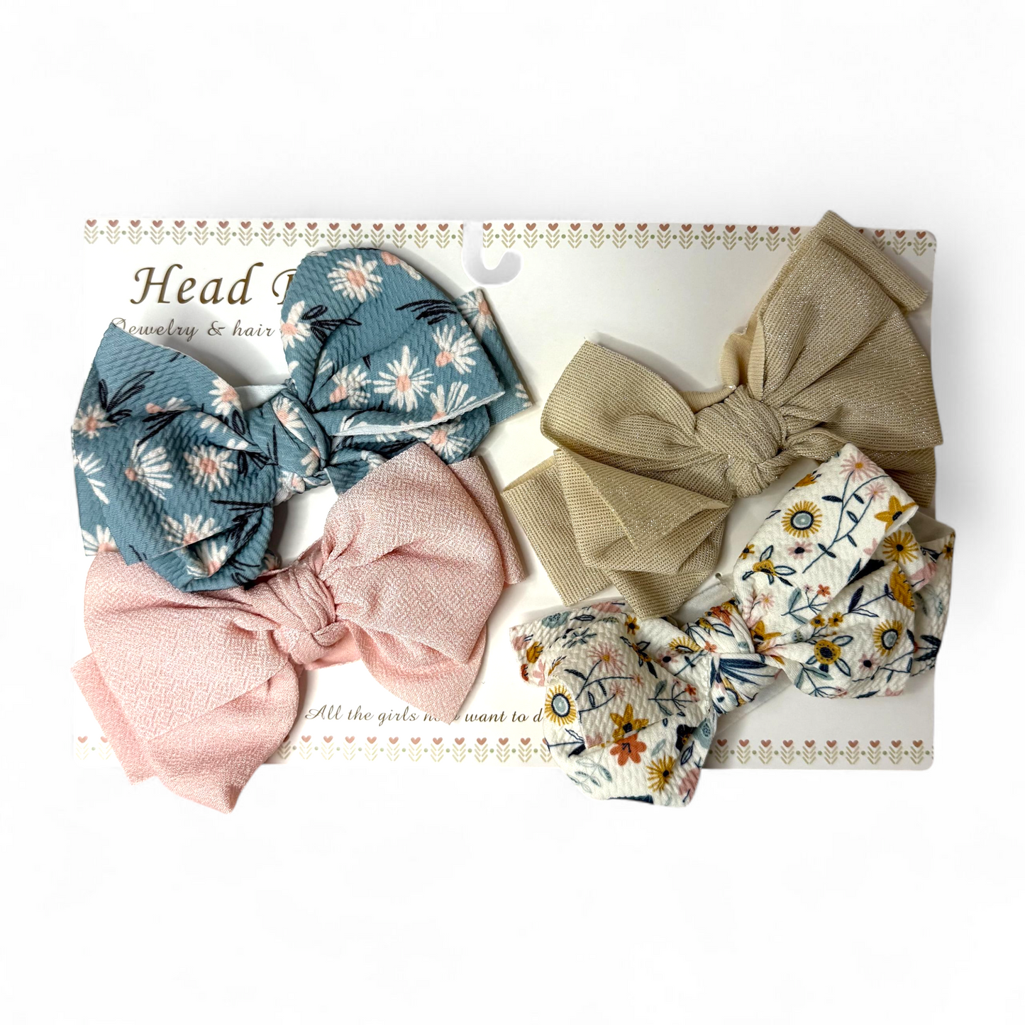 Pack of 4 Flowered Baby Girl Headbands Cute Colors