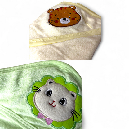 Pack of 2 Soft Hooded Baby Wrapping Towels