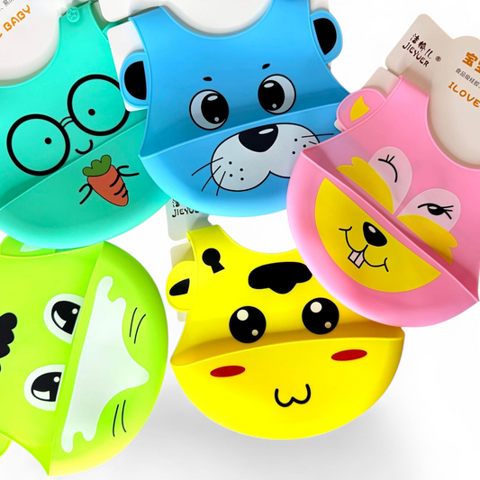 Silicone Pocket Bibs Cute Design and Colors