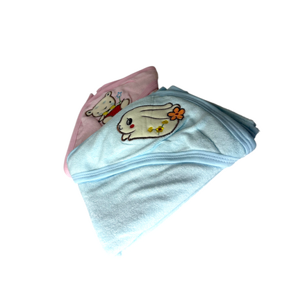 Pack of 2 Adorable Hooded Baby Wrapping Towels