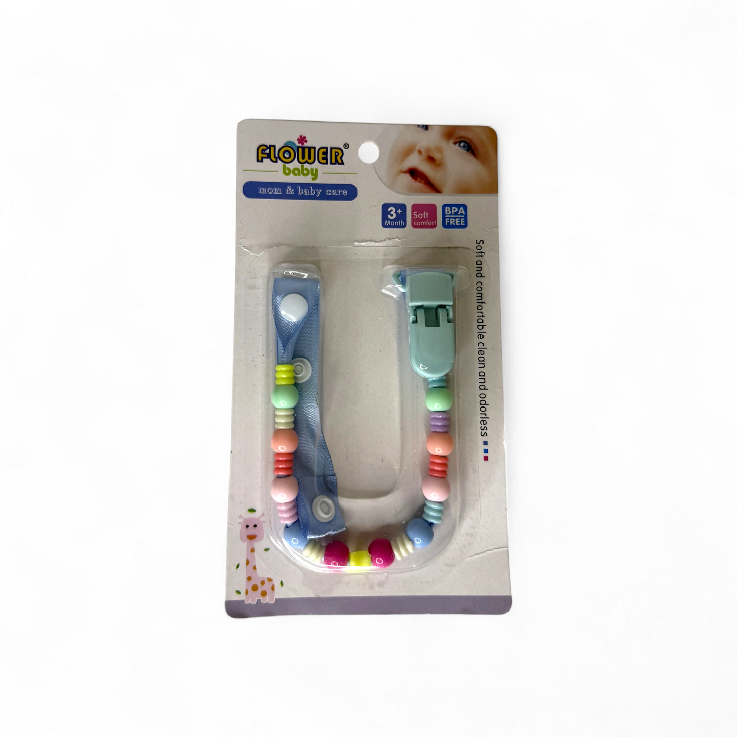 Baby Pacifier & Teether Holder Chain, Multicolor & Cute Design.