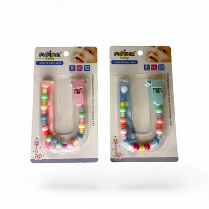 Baby Pacifier & Teether Holder Chain, Multicolor & Cute Design.