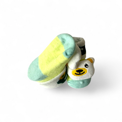 Pack of 3 Baby Booties – Duck, Cat & Bear Designs | Non-Slip & Breathable