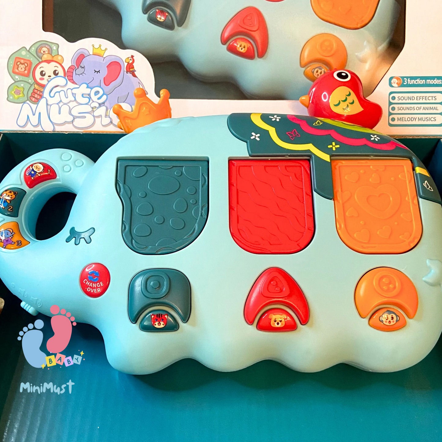 Musical Elephant Toy with Animal Sounds and Melody Music Modes