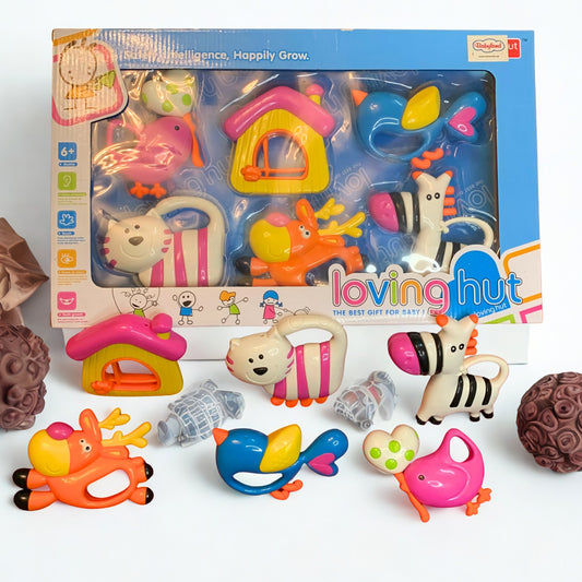 Loving Hut 6pcs Baby Rattle Set - Colorful Developmental Infant Toys