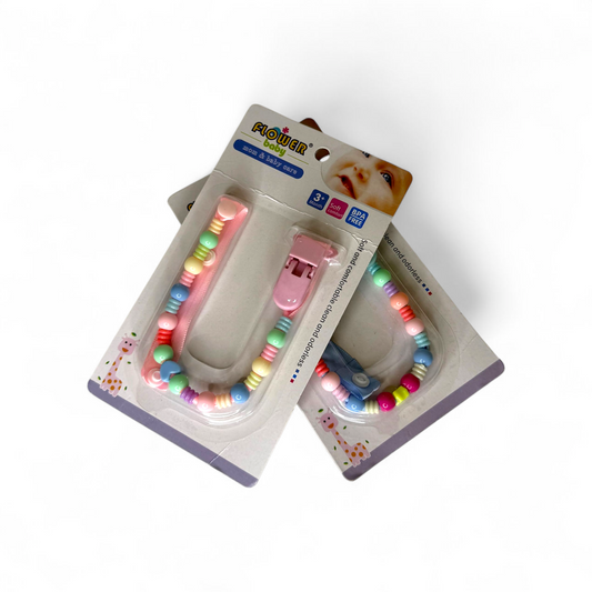 Baby Pacifier & Teether Holder Chain, Multicolor & Cute Design.