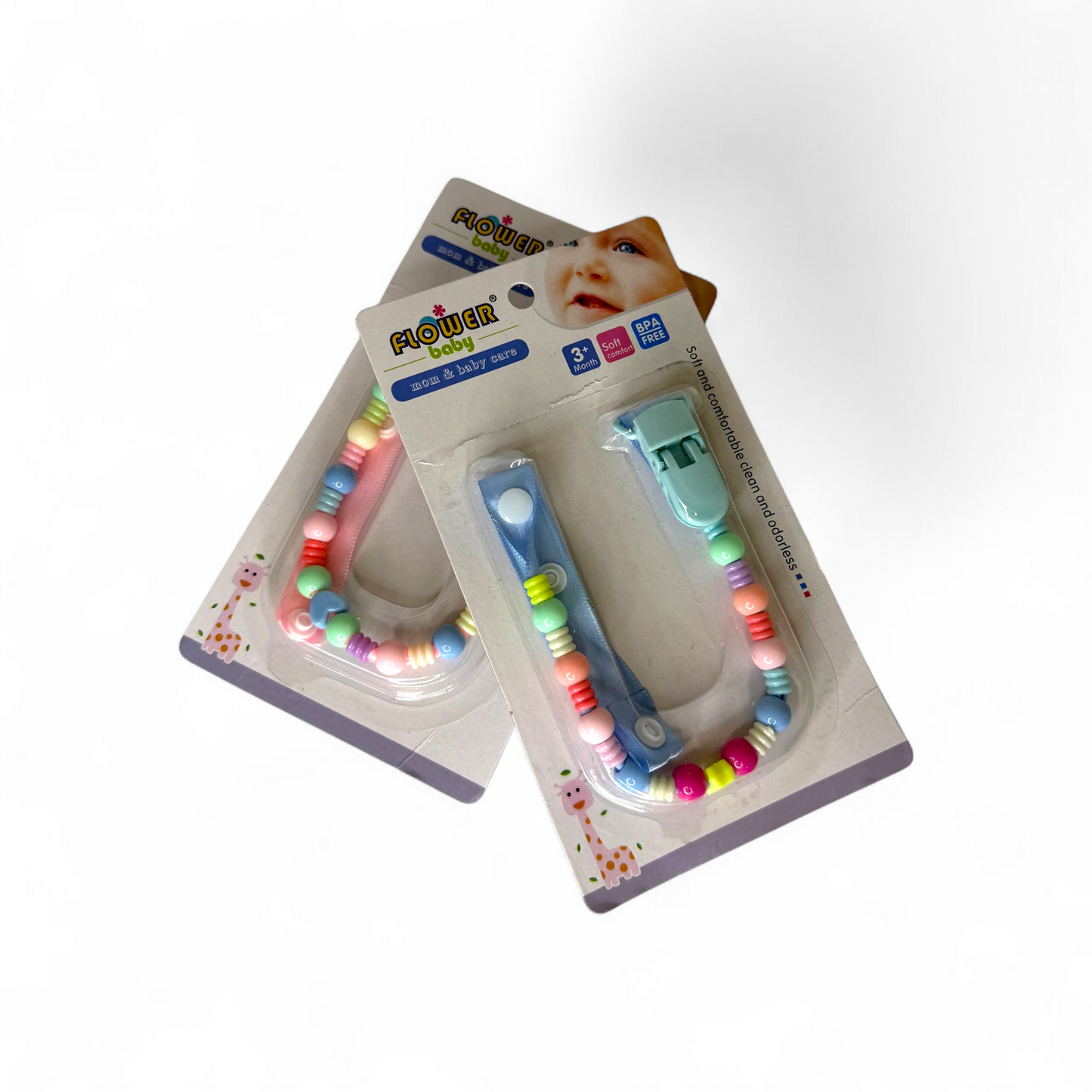Baby Pacifier & Teether Holder Chain, Multicolor & Cute Design.