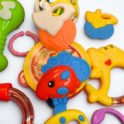 Ultimate Fun Baby Bundle 11pcs Cute Rattles Set & 6pcs Fruit ChuChu Toys
