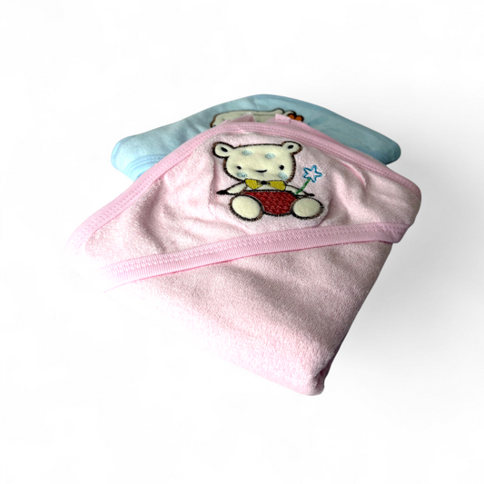 Pack of 2 Adorable Hooded Baby Wrapping Towels
