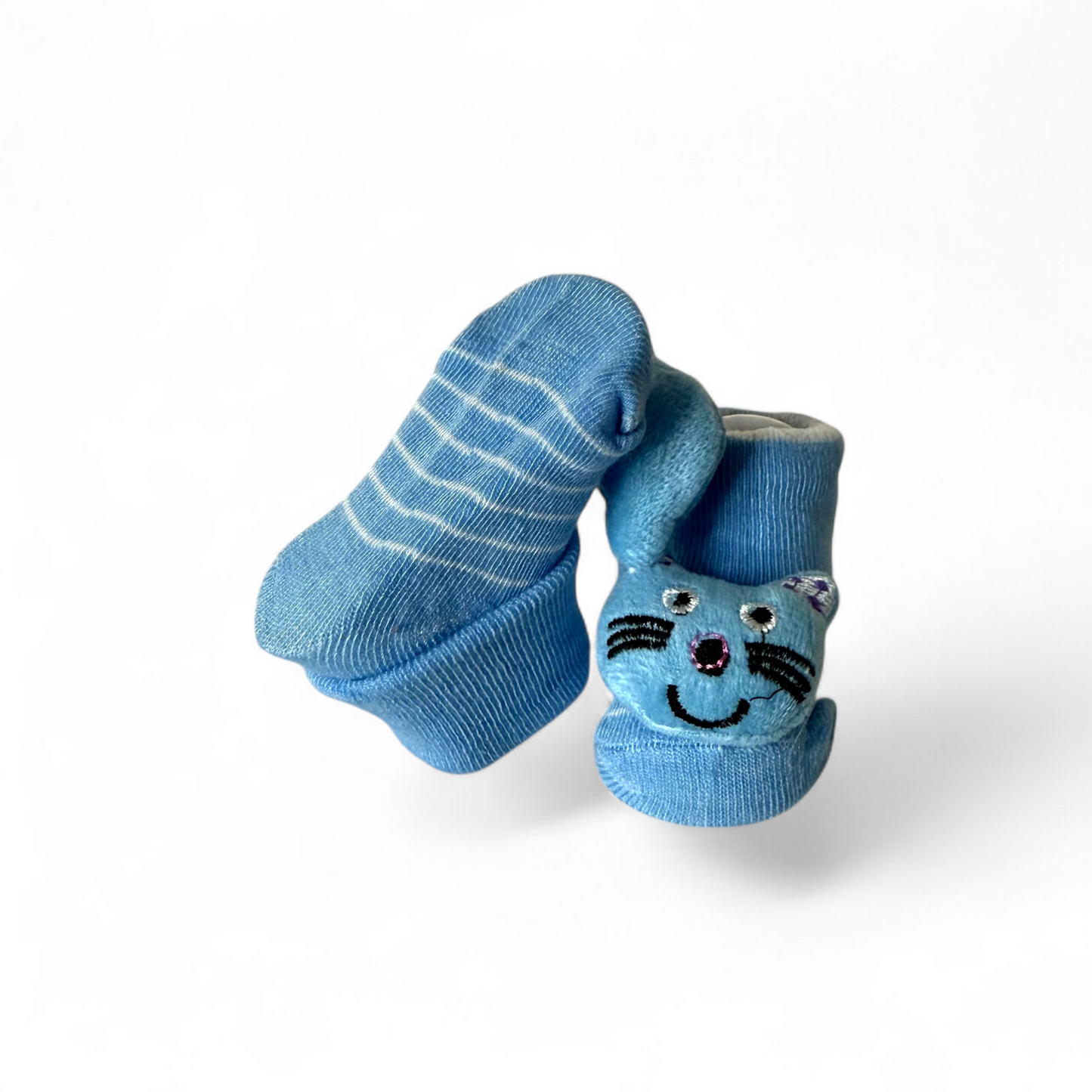 Pack of 3 Baby Booties – Cat & Bear Design | Non-Slip, Breathable