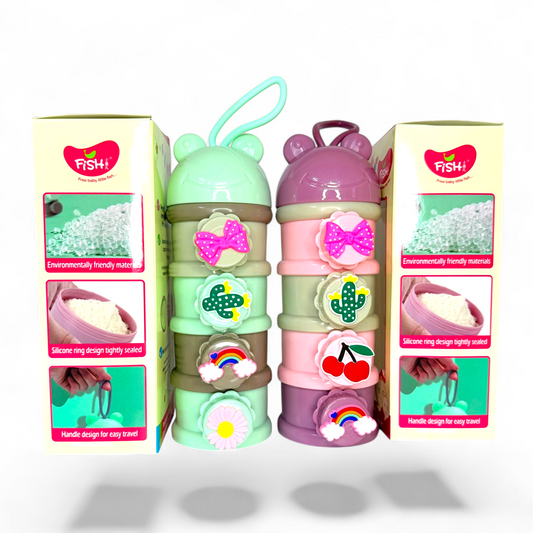 Fish Milk Powder Container Cute Design with 4 Sections
